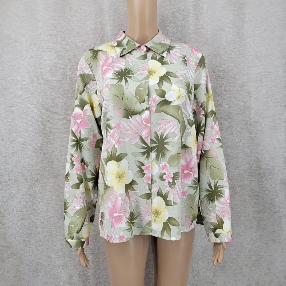 Pendelton Y2K Silk Cotton Tropical Floral Print Women's Top